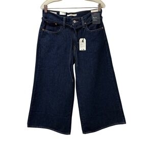 Levi's XL Culotte Wide Leg Cropped Jeans Dark Wash Belted Size 27 NWT